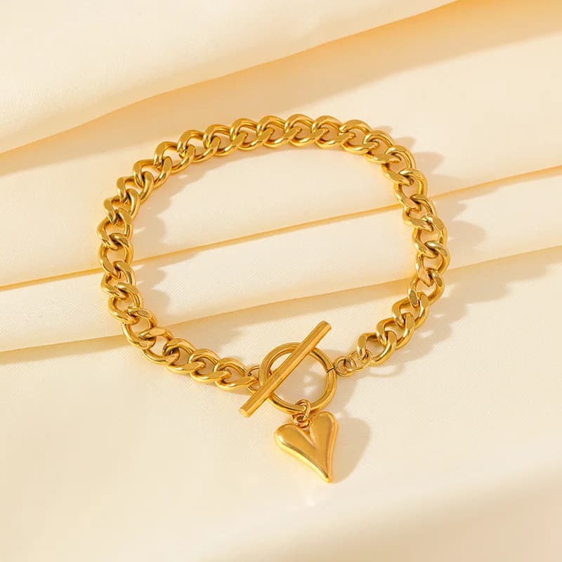 Браслет із підвіскою «Серце», позолота 18K