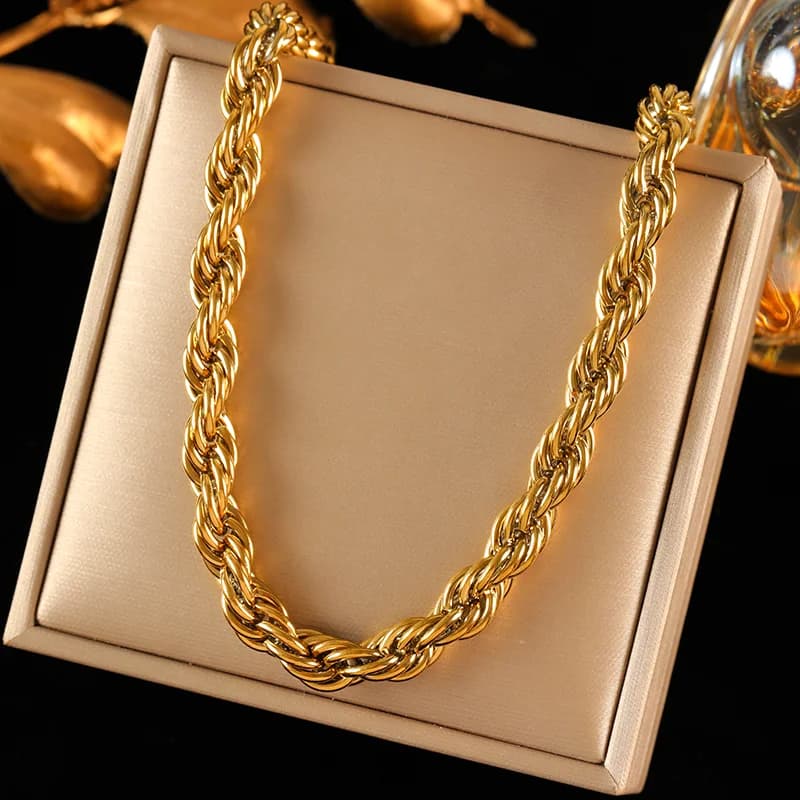 Масивне намисто з ланцюга 8 мм, позолота 18K