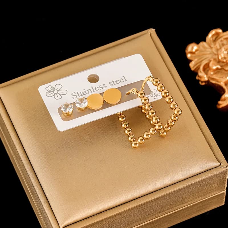 Набір сережок 'Квітка маргаритка', позолота 18K