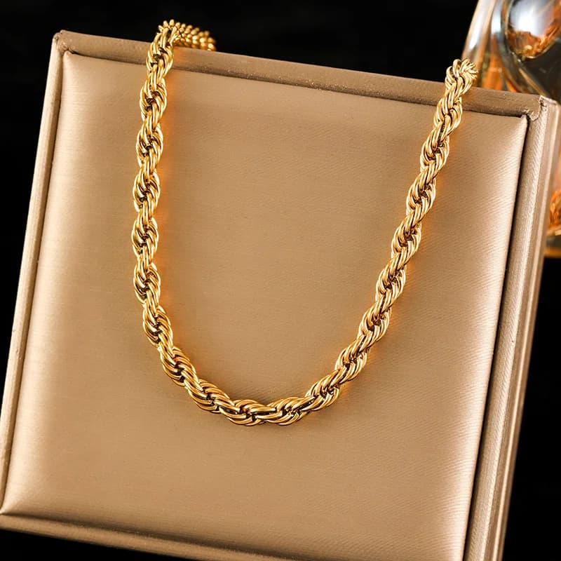 Намисто з ланцюгом «пшениця», текстура з позолотою 18K