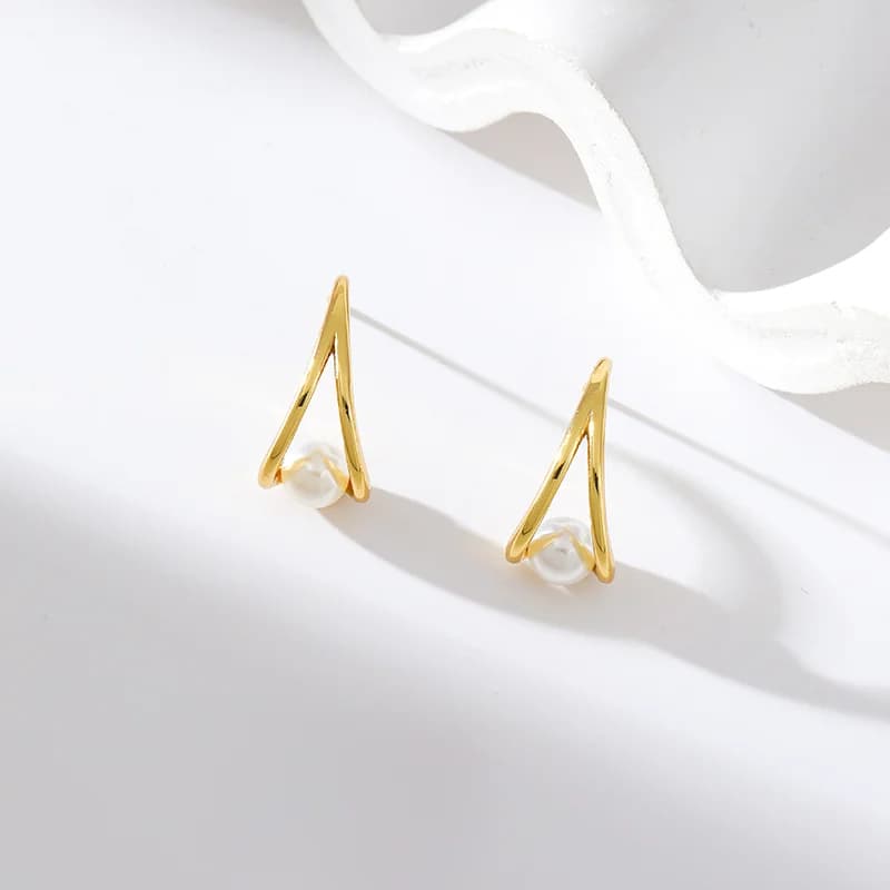 Сережки-підвіски з перлинами, покриття 18K Gold
