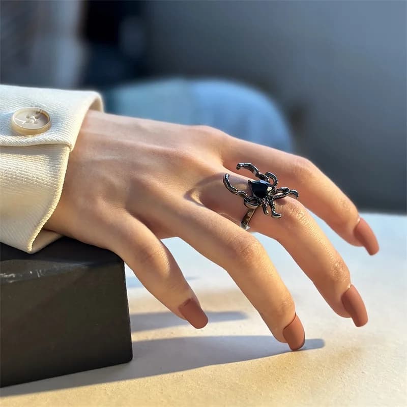 Кристалічний відкритий регульований перстень Spider Zircon