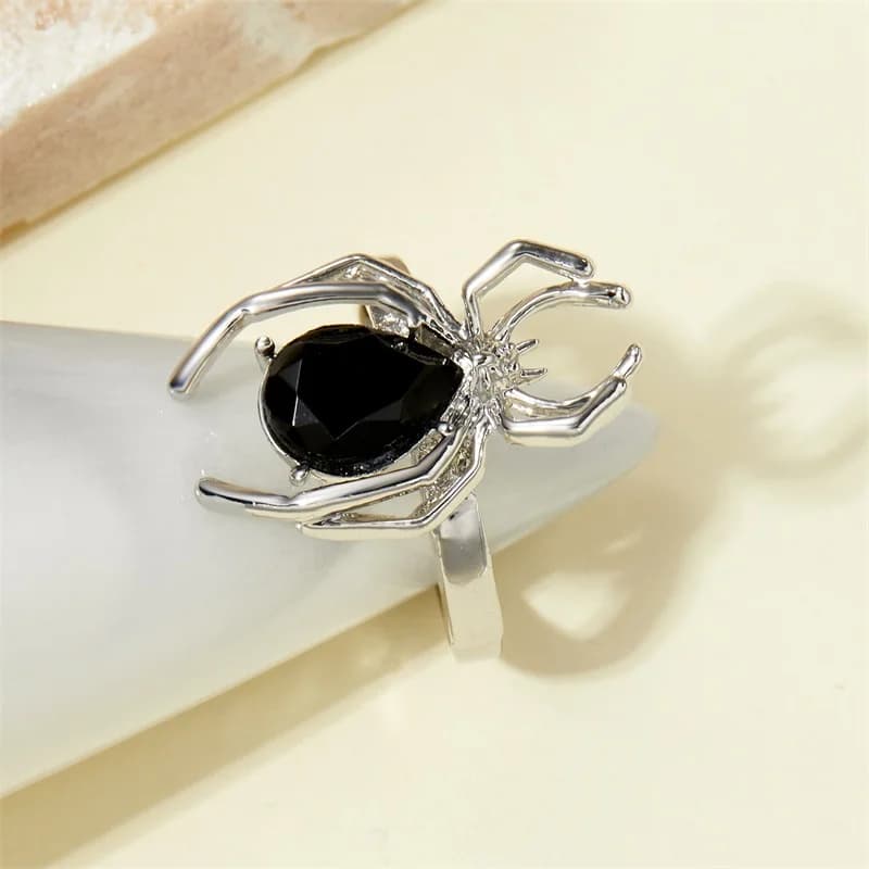 Кристалічний відкритий регульований перстень Spider Zircon