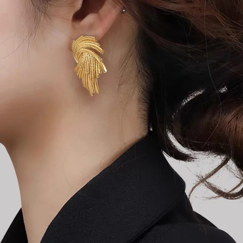 Креативні сережки-пусети з покриттям 18K Gold
